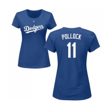 Baseball Women's Los Angeles Dodgers #11 A. J. Pollock Royal Blue Name & Number T-Shirt