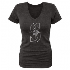 MLB Seattle Mariners Fanatics Apparel Women's Platinum Collection V-Neck Tri-Blend T-Shirt - Grey