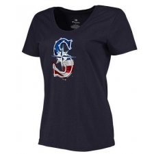 MLB Women's Seattle Mariners Navy Banner Wave Slim Fit T-Shirt