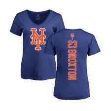 Baseball Women's New York Mets #23 Keon Broxton Royal Blue Backer T-Shirt