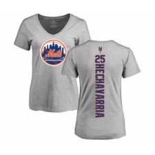 Baseball Women's New York Mets #25 Adeiny Hechavarria Ash Backer T-Shirt