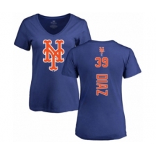 Baseball Women's New York Mets #39 Edwin Diaz Royal Blue Backer T-Shirt