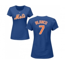 Baseball Women's New York Mets #7 Gregor Blanco Royal Blue Name & Number T-Shirt