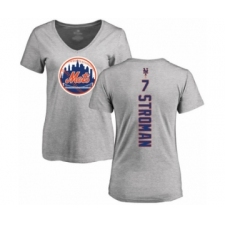 Baseball Women's New York Mets #7 Marcus Stroman Ash Backer T-Shirt
