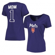 MLB New York Mets Women's 2017 Mother's Day #1 Mom V-Neck T-Shirt - Royal