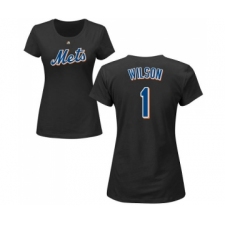 MLB Women's Nike New York Mets #1 Mookie Wilson Black Name & Number T-Shirt