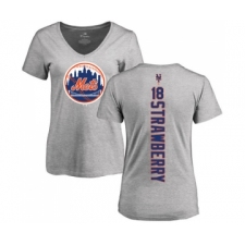 MLB Women's Nike New York Mets #18 Darryl Strawberry Ash Backer T-Shirt