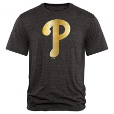 MLB Philadelphia Phillies Fanatics Apparel Gold Collection Tri-Blend T-Shirt - Grey