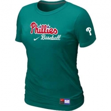 MLB Women's Philadelphia Phillies Nike Practice T-Shirt - Aque Green