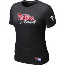 MLB Women's Philadelphia Phillies Nike Practice T-Shirt - Black