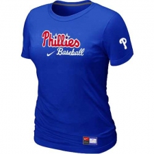MLB Women's Philadelphia Phillies Nike Practice T-Shirt - Blue