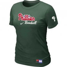 MLB Women's Philadelphia Phillies Nike Practice T-Shirt - Dark Green