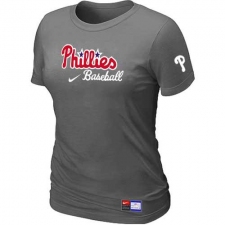 MLB Women's Philadelphia Phillies Nike Practice T-Shirt - Dark Grey