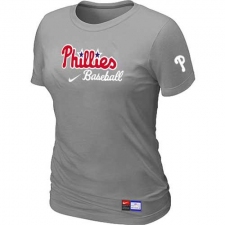 MLB Women's Philadelphia Phillies Nike Practice T-Shirt - Grey