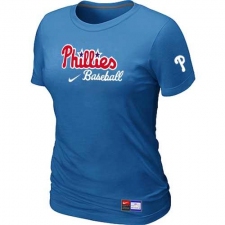 MLB Women's Philadelphia Phillies Nike Practice T-Shirt - Light Blue