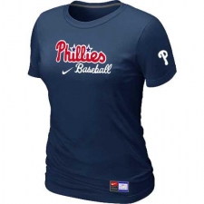 MLB Women's Philadelphia Phillies Nike Practice T-Shirt - Navy
