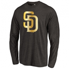 MLB San Diego Padres Gold Collection Long Sleeve Tri-Blend T-Shirt - Grey