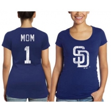 MLB San Diego Padres Majestic Threads Women's Mother's Day #1 Mom T-Shirt - Navy Blue