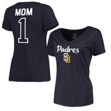 MLB San Diego Padres Women's 2017 Mother's Day #1 Mom V-Neck T-Shirt - Navy