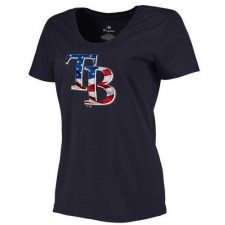 MLB Women's Tampa Bay Rays Navy Banner Wave Slim Fit T-Shirt