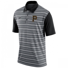 MLB Men's Pittsburgh Pirates Nike Gray Dri-FIT Stripe Polo