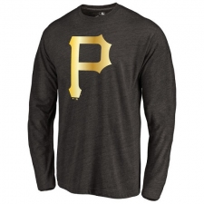 MLB Pittsburgh Pirates Gold Collection Long Sleeve Tri-Blend T-Shirt - Grey