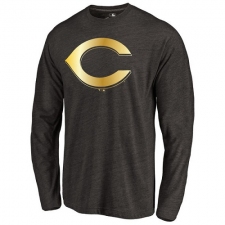 MLB Cincinnati Reds Gold Collection Long Sleeve Tri-Blend T-Shirt - Grey