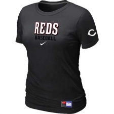 MLB Women's Cincinnati Reds Nike Practice T-Shirt - Black