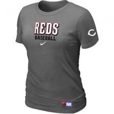 MLB Women's Cincinnati Reds Nike Practice T-Shirt - Dark Grey