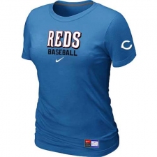 MLB Women's Cincinnati Reds Nike Practice T-Shirt - Light Blue