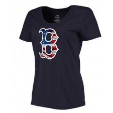 MLB Women's Boston Red Sox Navy Banner Wave Slim Fit T-Shirt