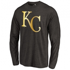 MLB Kansas City Royals Gold Collection Long Sleeve Tri-Blend T-Shirt - Grey