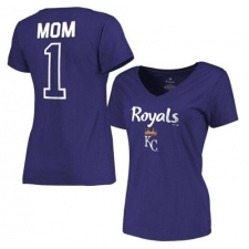 MLB Kansas City Royals Women's 2017 Mother's Day #1 Mom V-Neck T-Shirt - Royal
