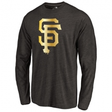 MLB San Francisco Giants Gold Collection Long Sleeve Tri-Blend T-Shirt - Grey