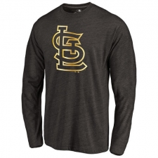 MLB St. Louis Cardinals Gold Collection Long Sleeve Tri-Blend T-Shirt - Grey