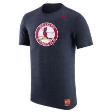 MLB St. Louis Cardinals Nike Cooperstown Retro Logo Tri-Blend T-Shirt - Navy