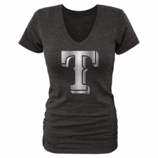 MLB Texas Rangers Fanatics Apparel Women's Platinum Collection V-Neck Tri-Blend T-Shirt - Grey