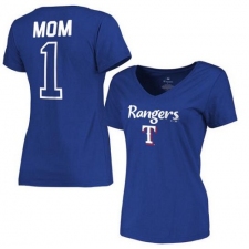 MLB Texas Rangers Women's 2017 Mother's Day #1 Mom V-Neck T-Shirt - Royal