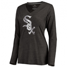 MLB Chicago White Sox Women's Platinum Collection Long Sleeve V-Neck Tri-Blend T-Shirt - Grey