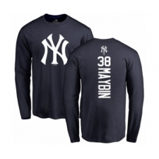 Baseball New York Yankees #38 Cameron Maybin Navy Blue Backer Long Sleeve T-Shirt