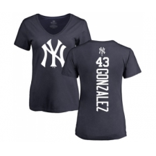 Baseball Women's New York Yankees #43 Gio Gonzalez Navy Blue Backer T-Shirt