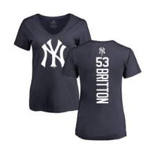 Baseball Women's New York Yankees #53 Zach Britton Navy Blue Backer T-Shirt