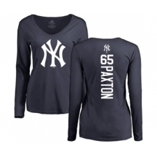 Baseball Women's New York Yankees #65 James Paxton Navy Blue Backer Long Sleeve T-Shirt
