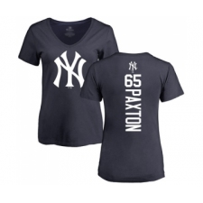 Baseball Women's New York Yankees #65 James Paxton Navy Blue Backer T-Shirt