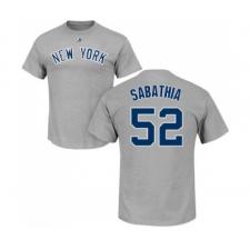 MLB Nike New York Yankees #52 C.C. Sabathia Gray Name & Number T-Shirtt