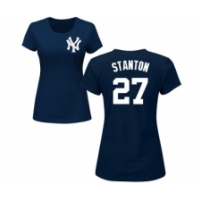 MLB Women's Nike New York Yankees #27 Giancarlo Stanton Navy Blue Name & Number T-Shirt