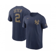 Men's New York Yankees #2 Derek Jeter navy Baseball T-shirt