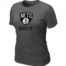 NBA Women's Brooklyn Nets Big & Tall Primary Logo T-Shirt - Dark Grey