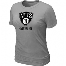 NBA Women's Brooklyn Nets Big & Tall Primary Logo T-Shirt - Grey