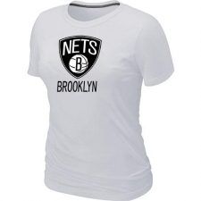 NBA Women's Brooklyn Nets Big & Tall Primary Logo T-Shirt - White